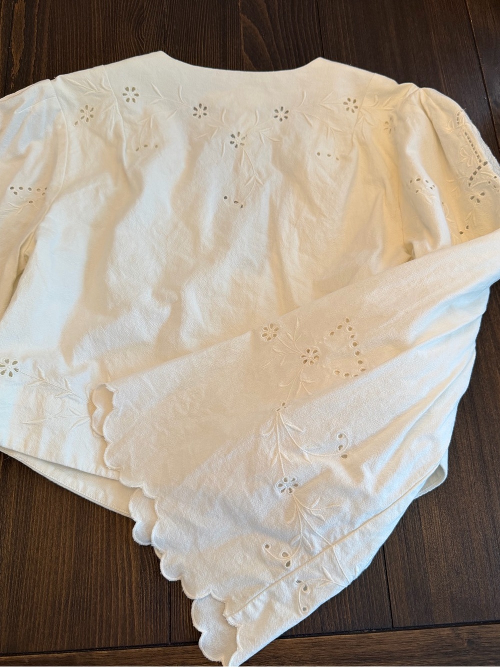 Free People Cream Eyelet Cropped Button Front Blouse - Picture 10 of 10